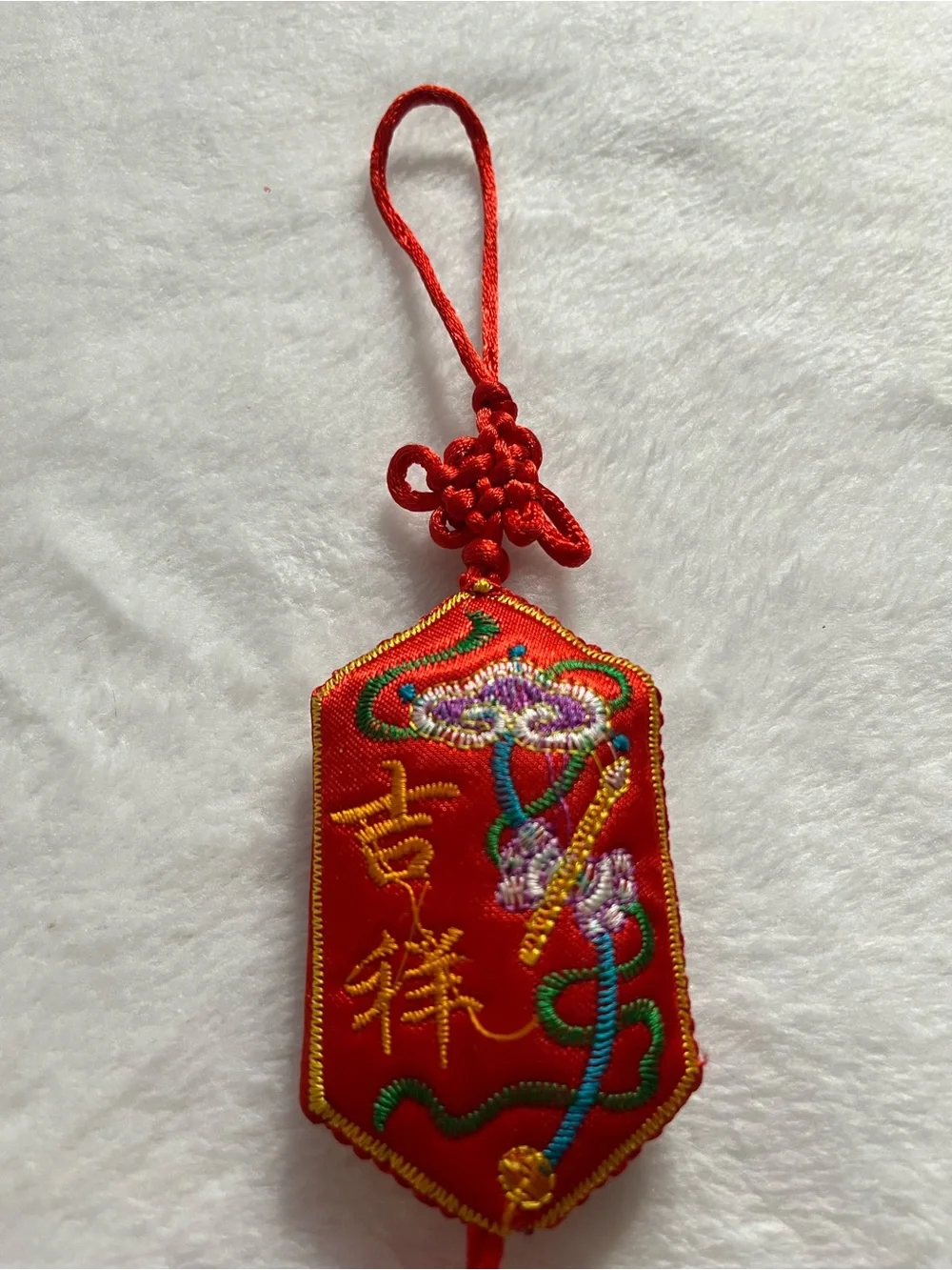 Chinese new year/ lucky red Red Embroidered Chinese Knot Tassel Hanging charm